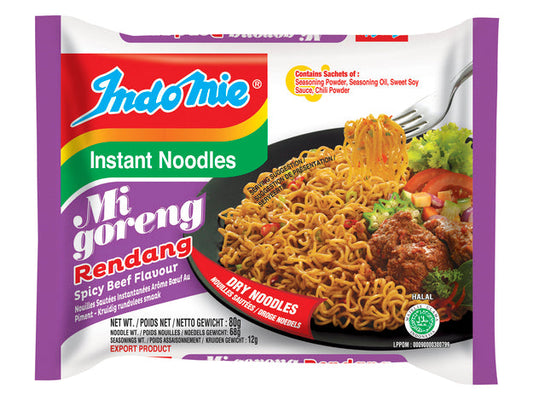 Instant Noodles Mi Goreng Rendang spicy Beef flavour Indomie 80 G